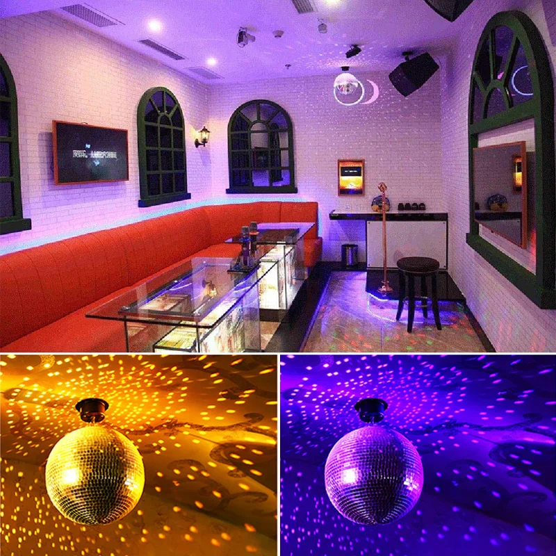 AC 90-220V rototing แก้วบอล reflection KTV บาร์ DJ Light งานแต่งงานตกแต่ง DISCO Light Hotel แก้วที่มีสีสัน Ball