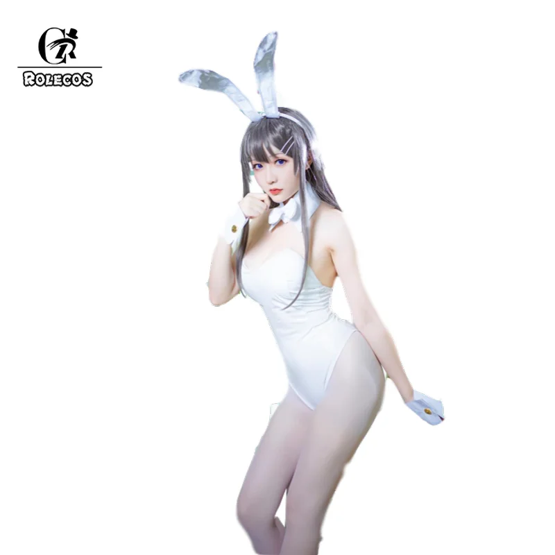 

ROLECOS Mai Sakurajima Косплей сексуальные белые комбинезоны Seishun Buta Yarou wa Bunny Girl Senpai no Yume wo Minai Косплей Костюм