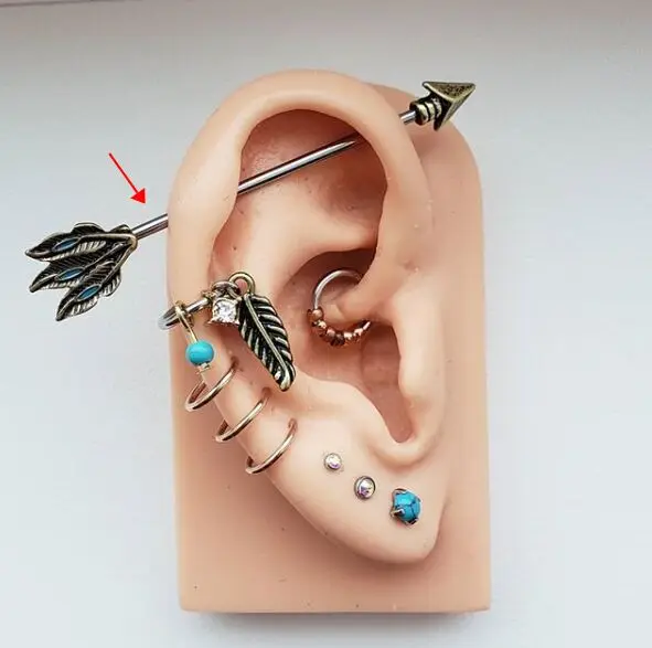 1Pc 14G Surgical Steell Arrow Industrial Barbell Bar Helix Ear Piercing  Ear Ring Body Piercing Jewellery