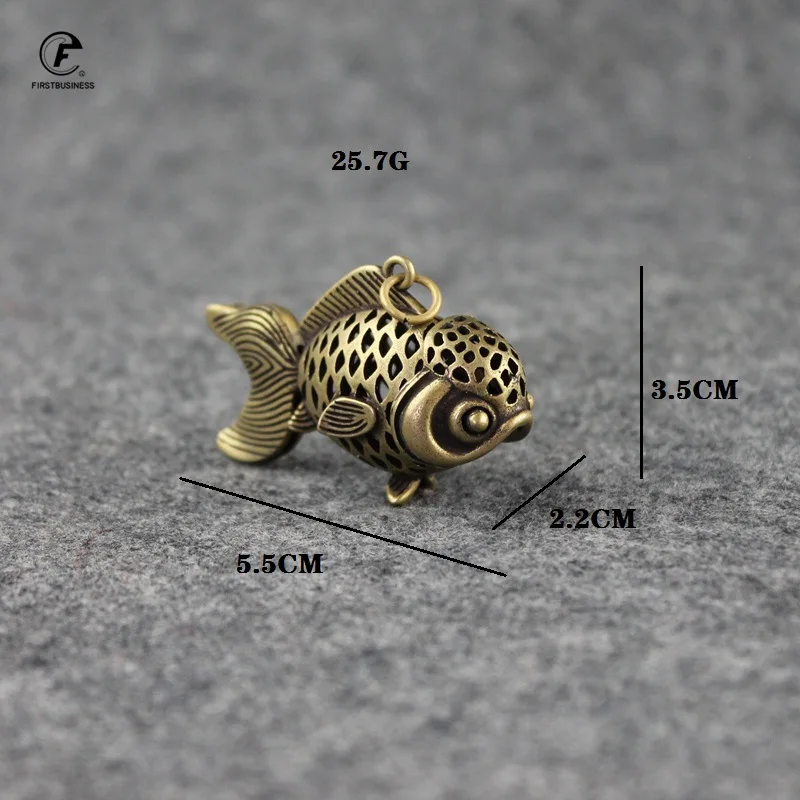 Pure Copper Goldfish Small Ornaments Home Decor Accesories Brass Hollow Head Movable Tail Pendant for Key Chain Desk Decorations