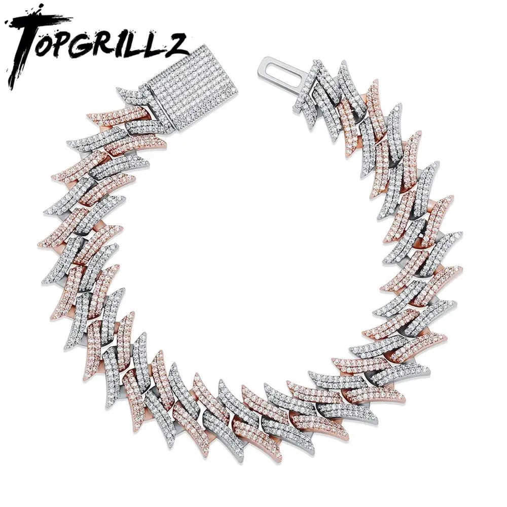 

TOPGRILLZ 18mm Miami Cuban Bracelet Iced Out Micro Pave Cubic Zirconia Bracelet Hip Hop Rock Fashion Jewelry Women Men For Gift