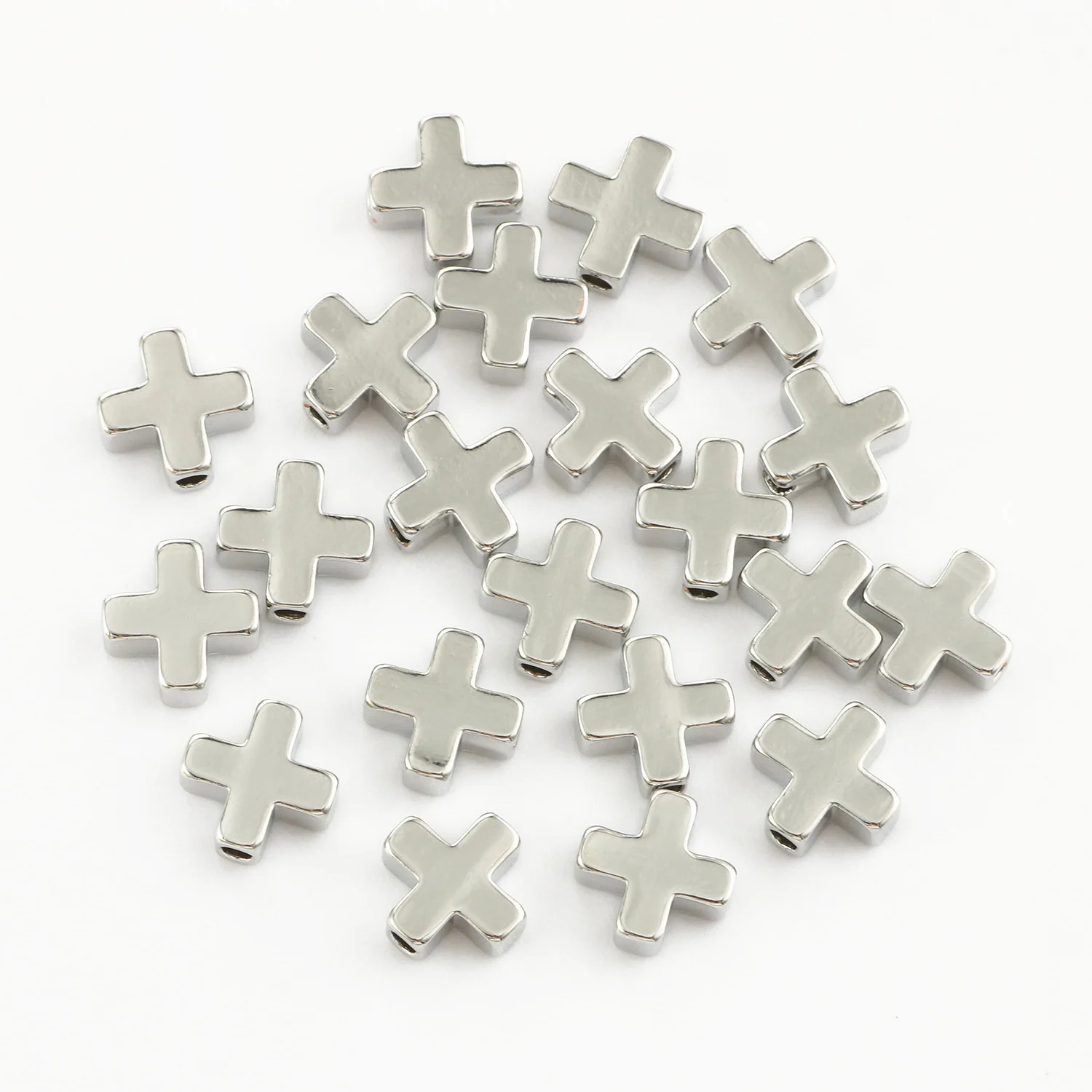 10pcs 6mm 8mm Alloy Cross Spacer Gold Color Silver Color Plated Beads Charms DIY Bracelet Necklace Handmade Jewelry Accessory