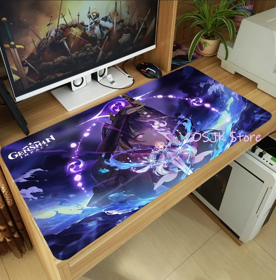 Anime Game Sangonomiya Kokomi Genshin Impact Leuke Grote Muismat Gaming Computer Desktop Toetsenbord Mat Anti-Slip Playmat Gift