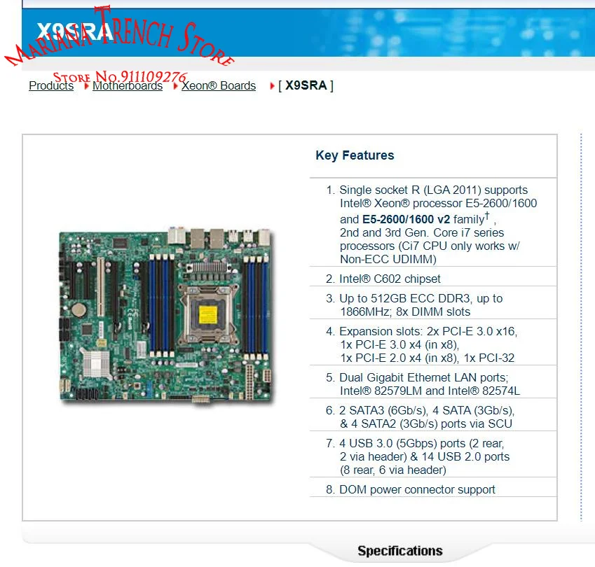 Imagem -03 - para Supermicro Placa-mãe Lga2011 E52600 1600 v1 v2 Família 2nd e 3rd Gen. Core i7 Série Ecc Ddr3 X9sra