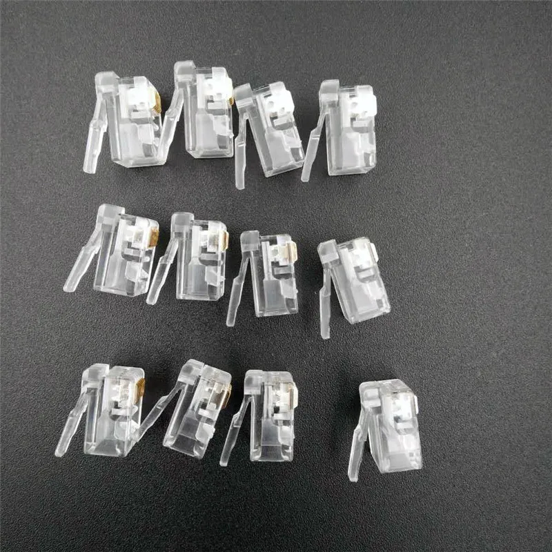 10-100Pcs RJ12 Six-core Clear Crystal head 6P6C right Buckle Position Fit for NXT EV3 High-Tech MOC Blocks Parts DIY Toys Gifts