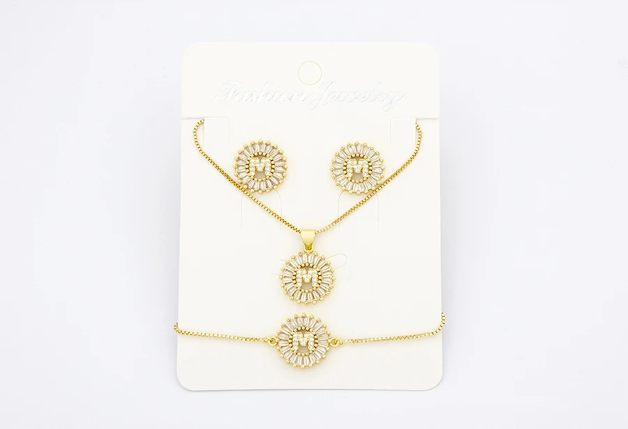 Nidin Heißer 26 Buchstaben Schmuck Sets Halskette + Ohrringe + Armband Für Frauen Initial Alphabet Charme Kupfer Zirkon Party hochzeit Geschenk – Detail 21