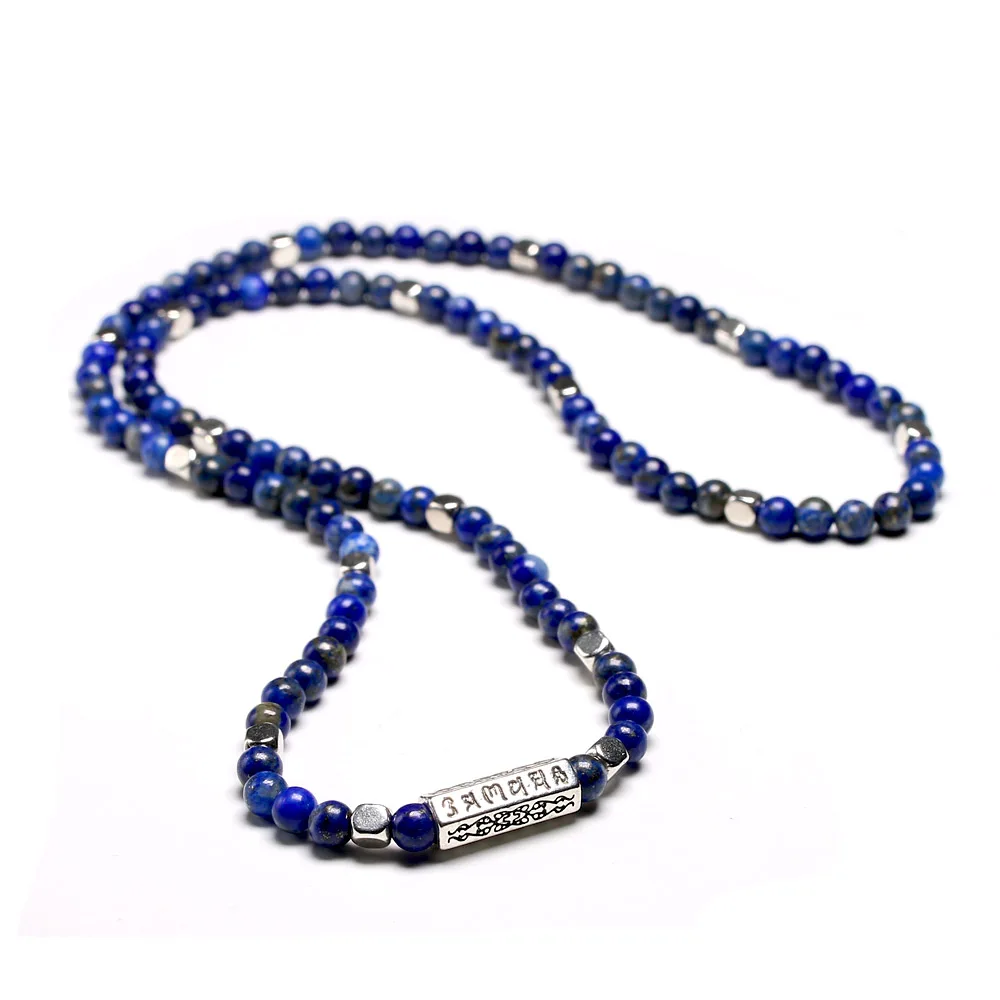 Tibetan OM 108 Mala Bracelets 4mm Pearl Natural Stone Lapis Lazuli Healing Bracelet Beads For Women