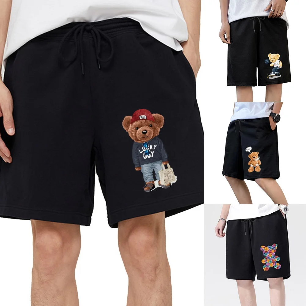 Summer Shorts Men Casual Fashion Male Shorts Cute Bear Printed Fitness Workout Beach Shorts Comfortable Trend Five-point Pants