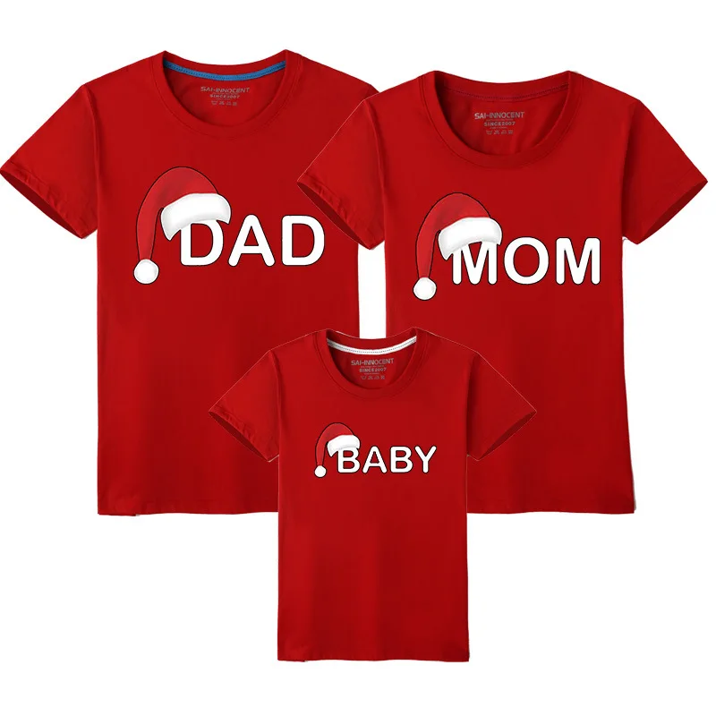 Christmas hat mother and daughter clothes mommy and me clothes father dad son t-shirts family matching clothing