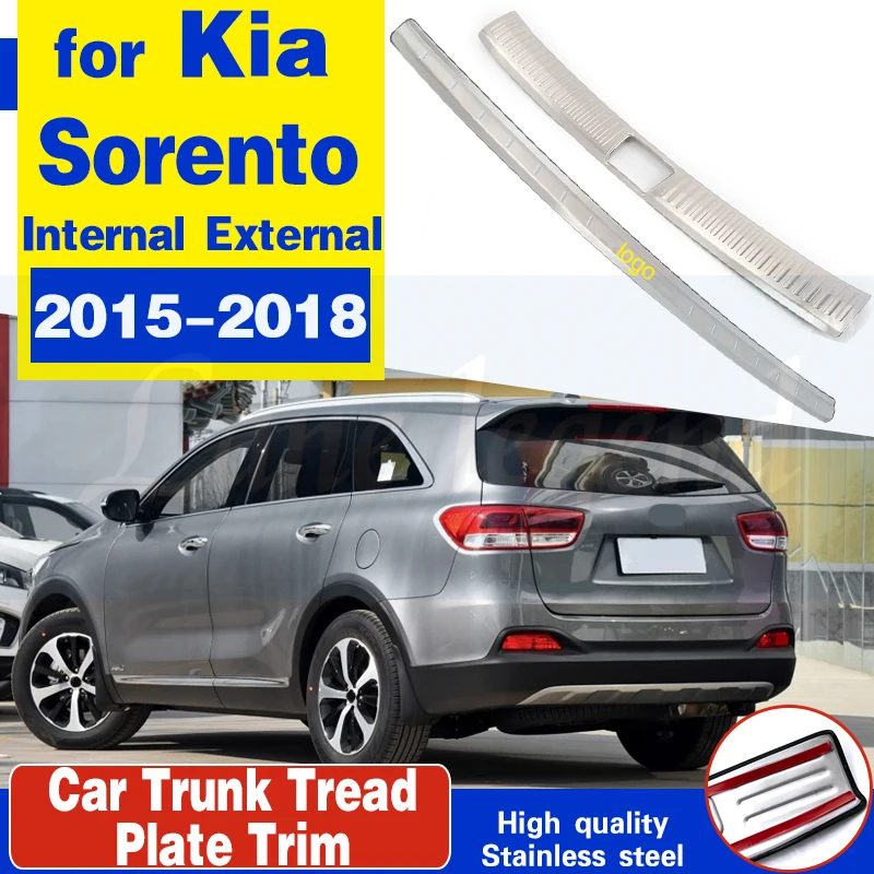 for KIA Sorento 2015 2016 2017 2018 High quality stainless steel Rear bumper Protector Sill Inside and outside car styling