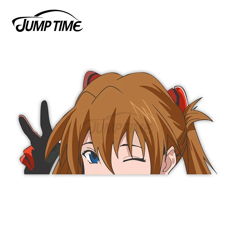 JumpTime 13 x 6.8cm For Miku Peace Peek Peeking Peekers Peekabo Window Vinyl Car Bumper Sexy Anime Girl Stickers For JDM SUV RV