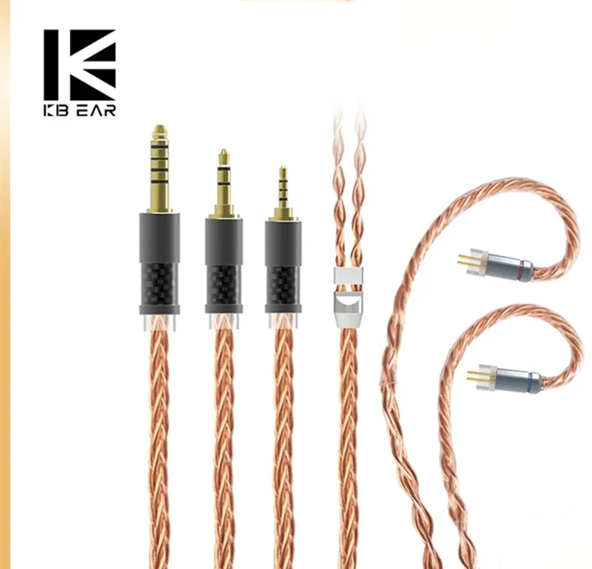 KBEAR Crystal-C 8Core 7N OCC Upgrade Earphone Cable Adopting PVC 152 Strands Litz Wires Earbuds 2.5/3.5/4.4mm Plug KBEAR Aurora