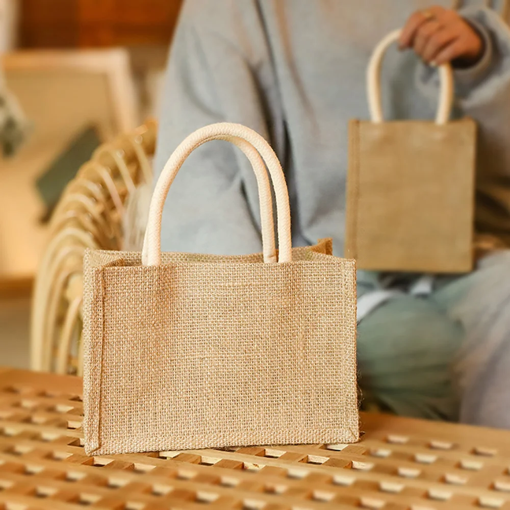 

No.HTB-02 cotton and linen shopping bag portable Hand carry collapsible canvas shopping bag