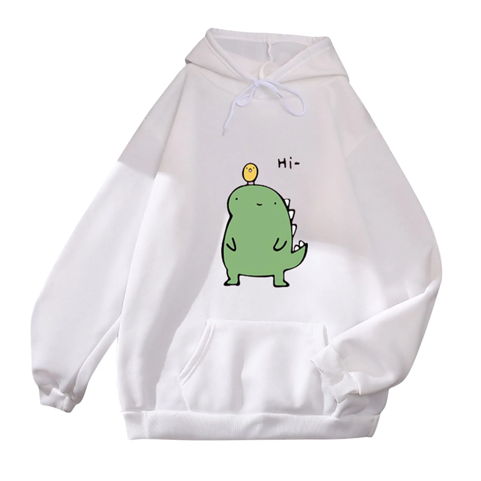 Frauen Cartoon Dinosaurier Druck Sweatshirts Rundhals Pullover Harajuku Alle-spiel Streetwear Übergroßen Hoodie Herbst Kawaii