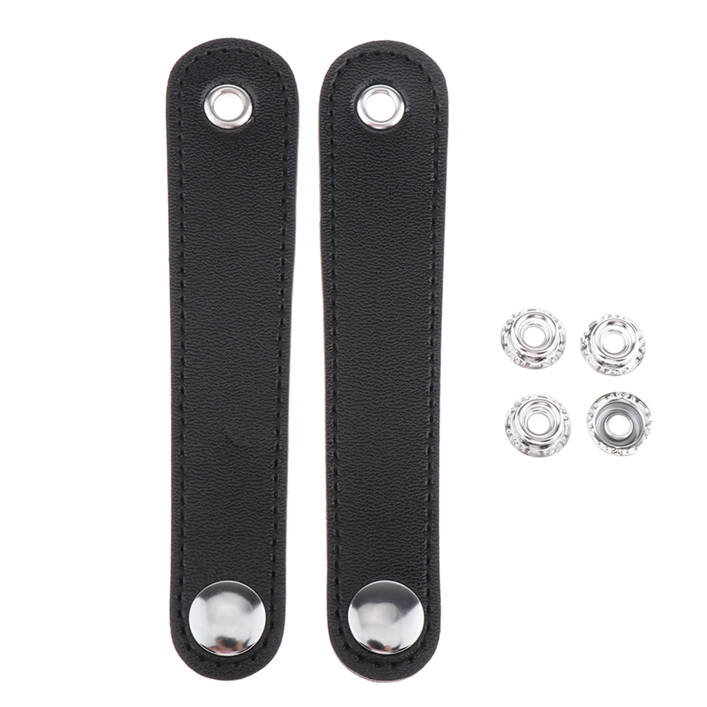 Strap Clasp para acordeão, couro PU, peças de fole preto, suporte, acessórios de hardware