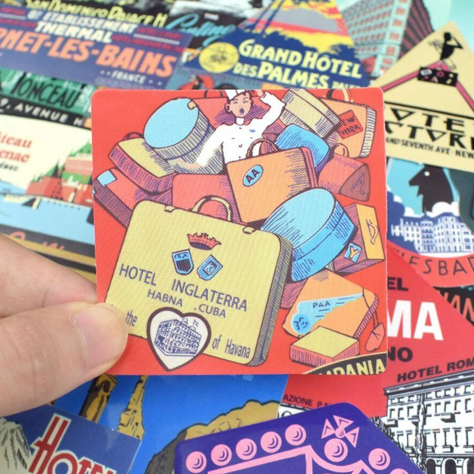 50旅行ステッカーロットパックホテルヴィンテージレトロな荷物のラップトップデカール防水