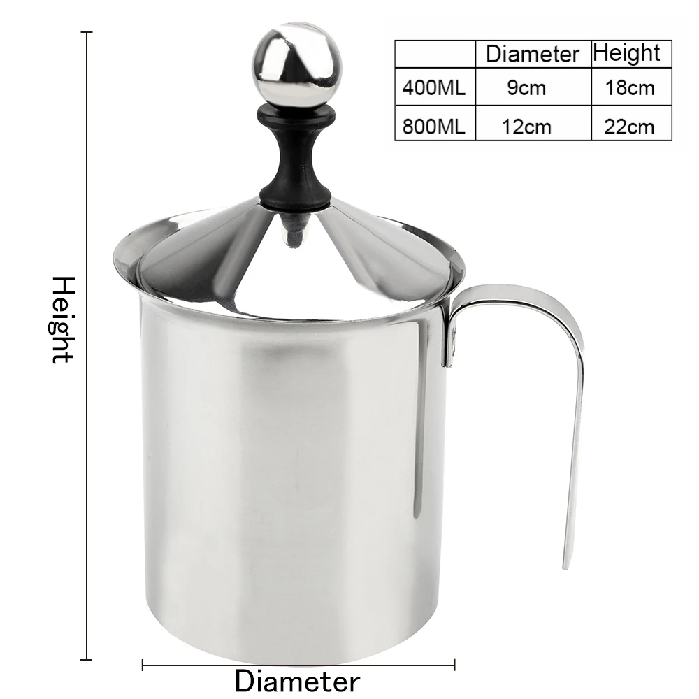 Manual Milk Frother 400/800ML Milk Foam Mesh Coffee Foamer Coffee Mixer Stainless Steel Kitchen Tools Double Mesh Milk Creamer