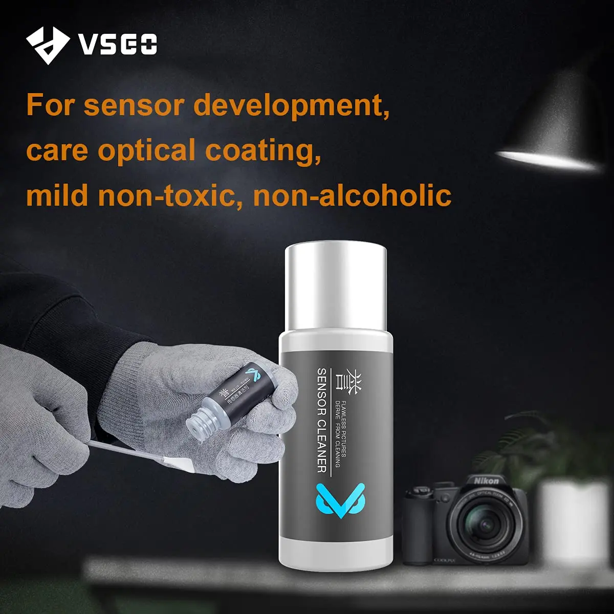 VSGO NEW Full-frame Sensor Cleaning Kit VS-S03E CCD Cleaner Fluid + 12 Individual Sealed Swabs for Sony Nikon Canon DSLR Clean