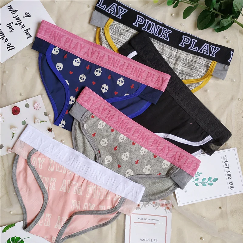 Fan Sweet Letter Printed Cotton Women\'s Underwear Lingerie Sports Fitness Seamless Panties Sexy Low-Waist Female Briefs Tanga