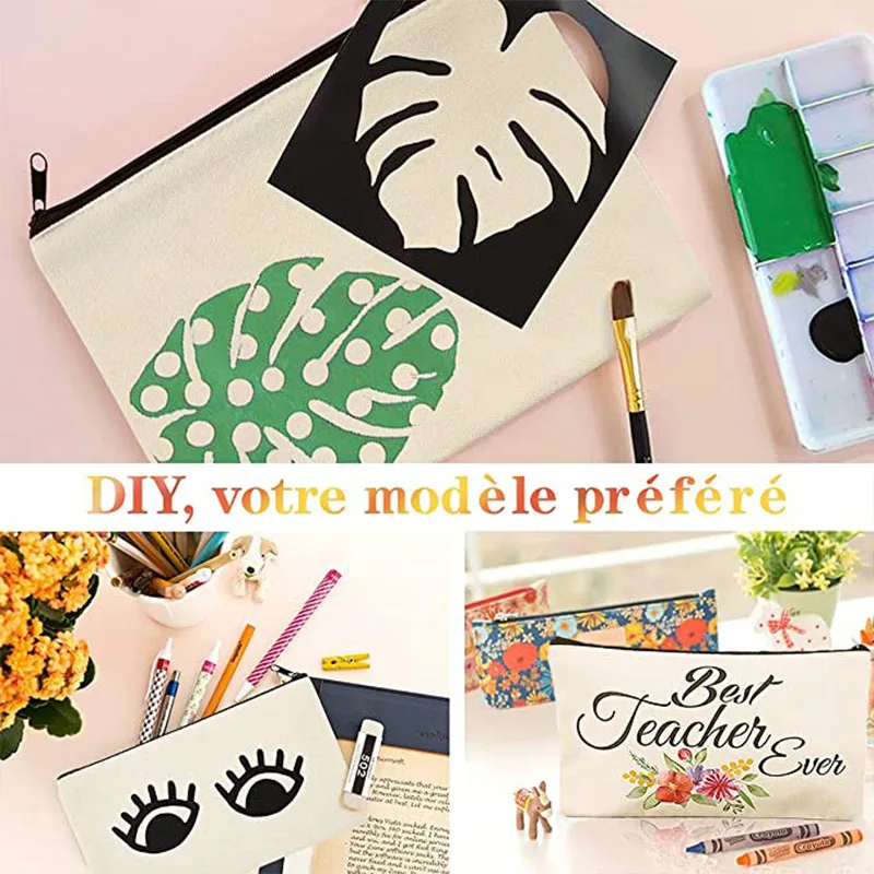 Personalizado DIY em branco lona tecido armazenamento kit, maquiagem feminina kit, amante saco, faísca kit, jóias kit, volta, 10 pcs