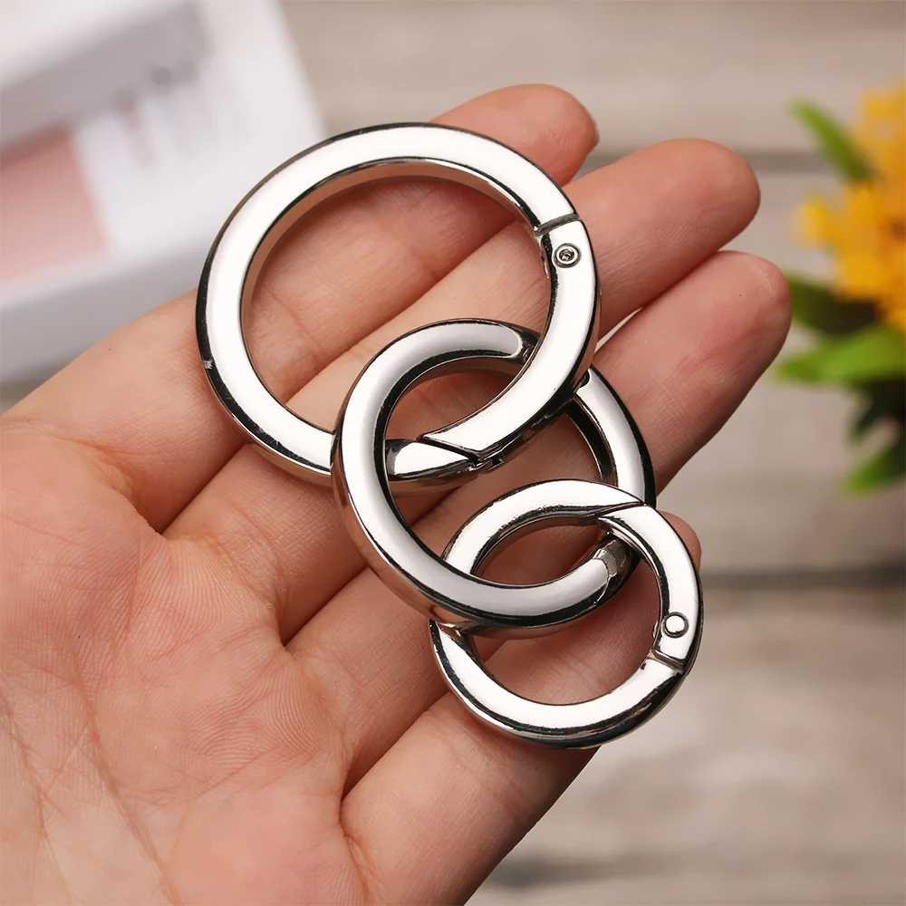 Hot Spring O-Ring Buckles Zinc Alloy Plated Gate Clips Carabiner Purses Handbags Round Push Trigger Snap Hooks Outdoor Carabiner