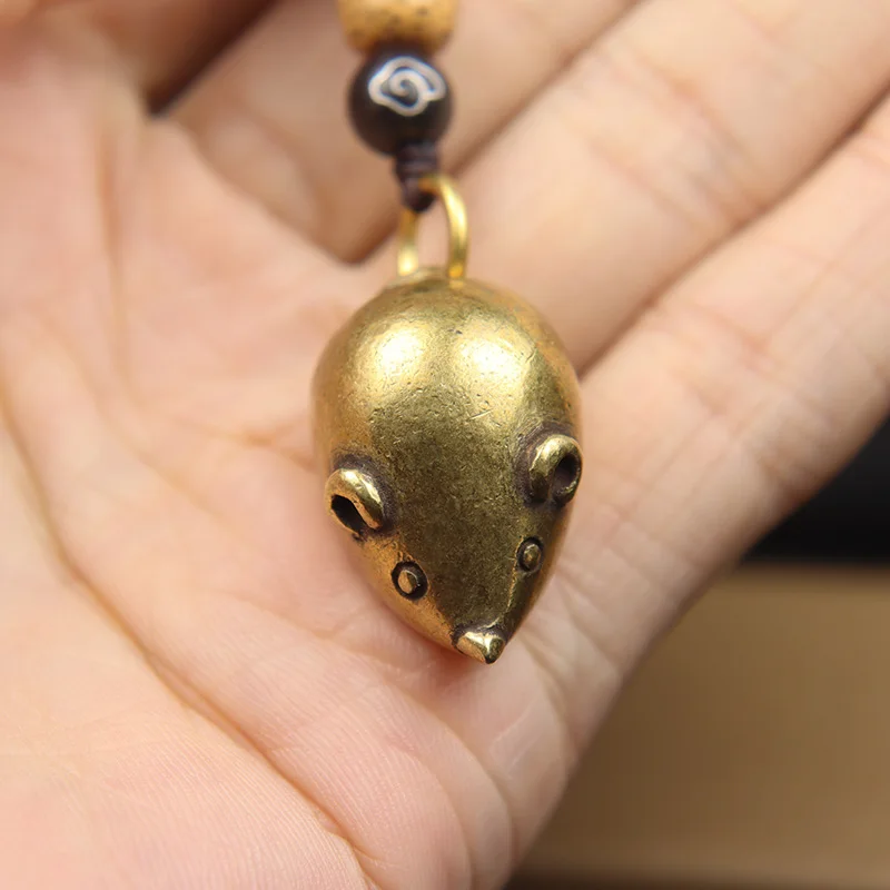 Vintage Brass Fatty Rat Figures Keychains Lanyard Pendants Small Cute Mouse Car Key Chains Hangings Trinkets Funny Child\'s Gifts