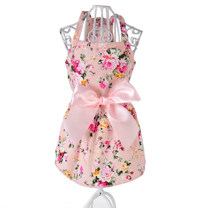 Dog Floral Big Bow Sleeveless Dresses Pet Dog Wedding Dress For  Chihuahua Pug Yorkie Clothing Puppy Cats Supplies Home Pet Dogs