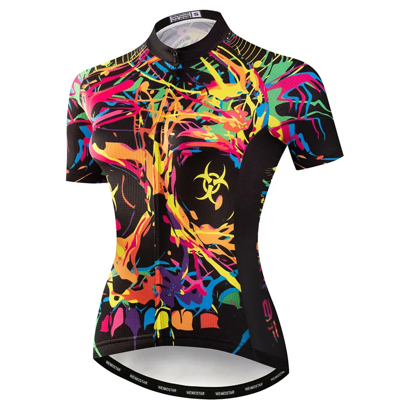 Weimostar 2024 Skull Cycling Jersey Women Short Sleeve Mountain Bicycle Clothing Pro Team mtb Bike Jersey Top Road Cycling Shirt