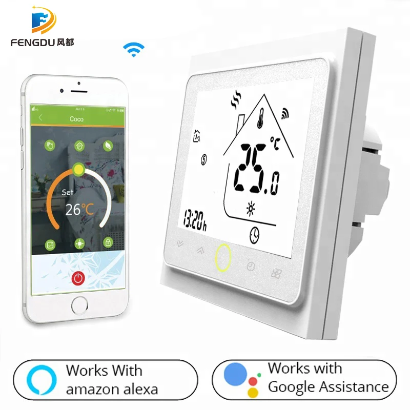 

WiFi Thermostat Temperature Controller LCD Touch Screen Backlight for Water/Gas Boiler Works with Alexa Google Home 3A