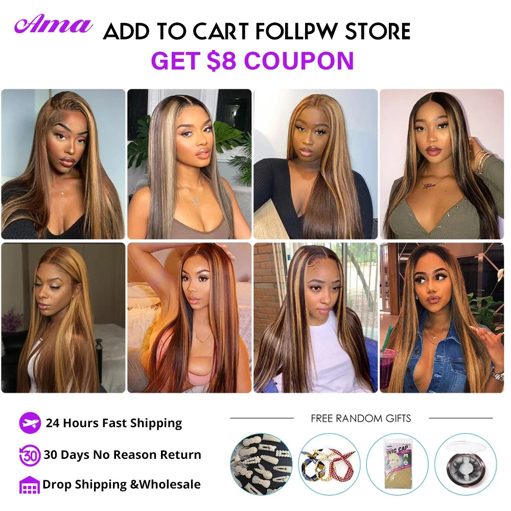 P4 27 Highlight Bundles With Closure Bone Straight Bundles With Closure 4x4 Inch Brown Human Hair Bundles With Closure Free Part