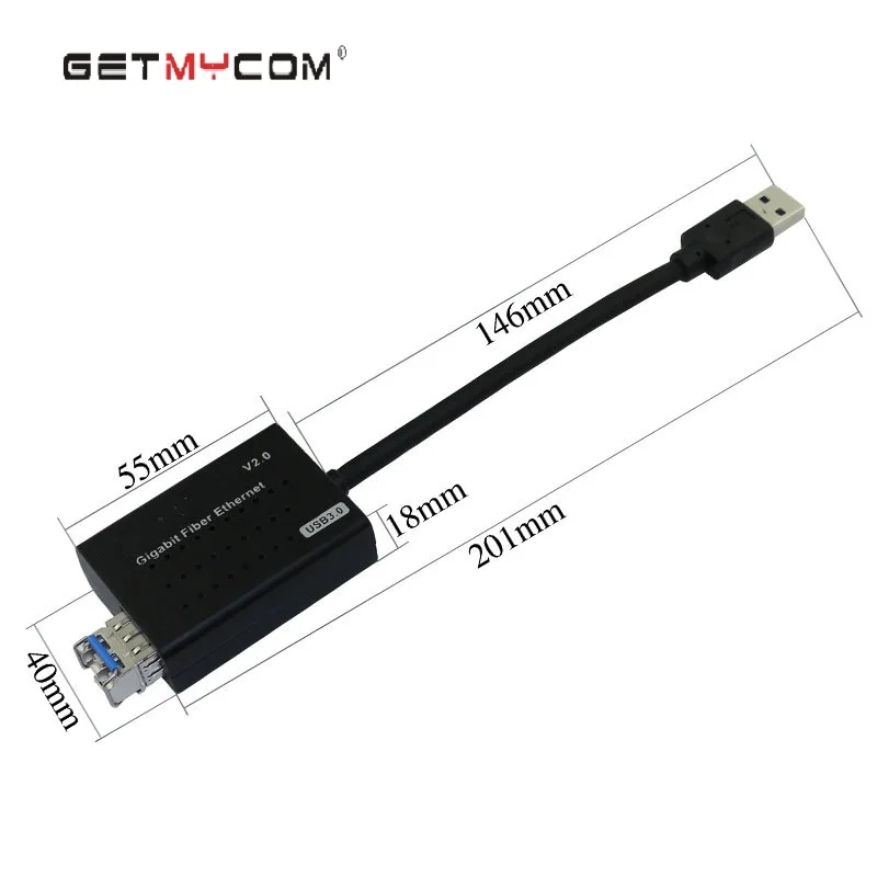 

Getmycom original RTL8153 SFP NIC Fiber Channel Gigabit Ethernet to USB3.0 Adapter Chipset