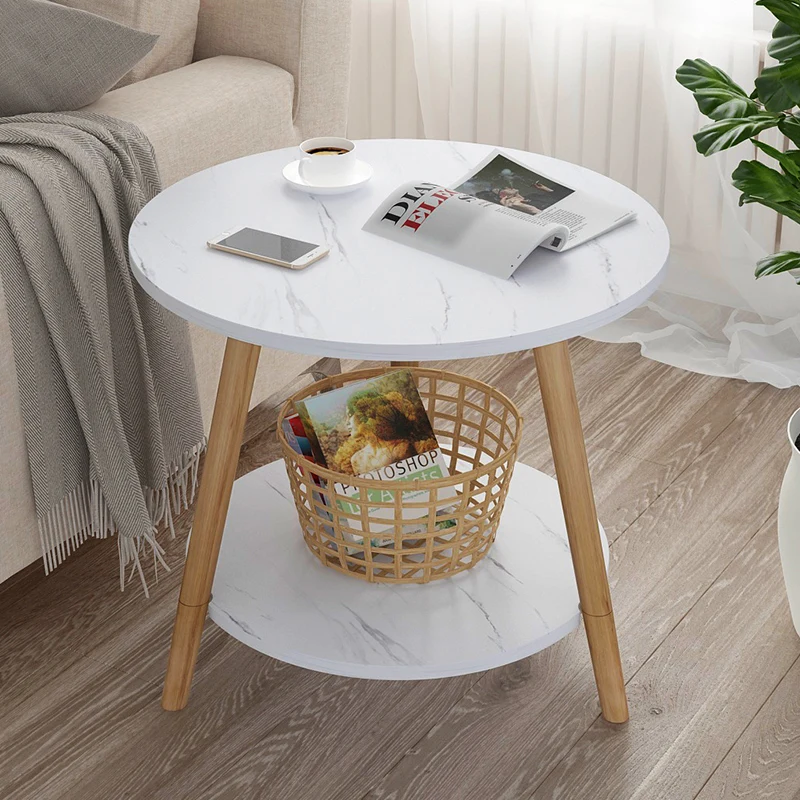 

Solid wood table foot tea table simple bright color modern small apartment living room sofa side structure stable household smal