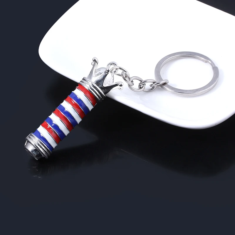 New Hairdresser Keychains Barber Shop 3D Pole Light Pendants Keyring Love Collier Pin  Jewelry Car Bag Keyring Men Lady Gift