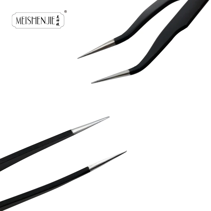 MEISHENJIE 1PC Stainless Steel Curved Straight Eyebrow False Eyelash Tweezers Nail Art Extension Makeup Tool Eeyelashes Tweezers