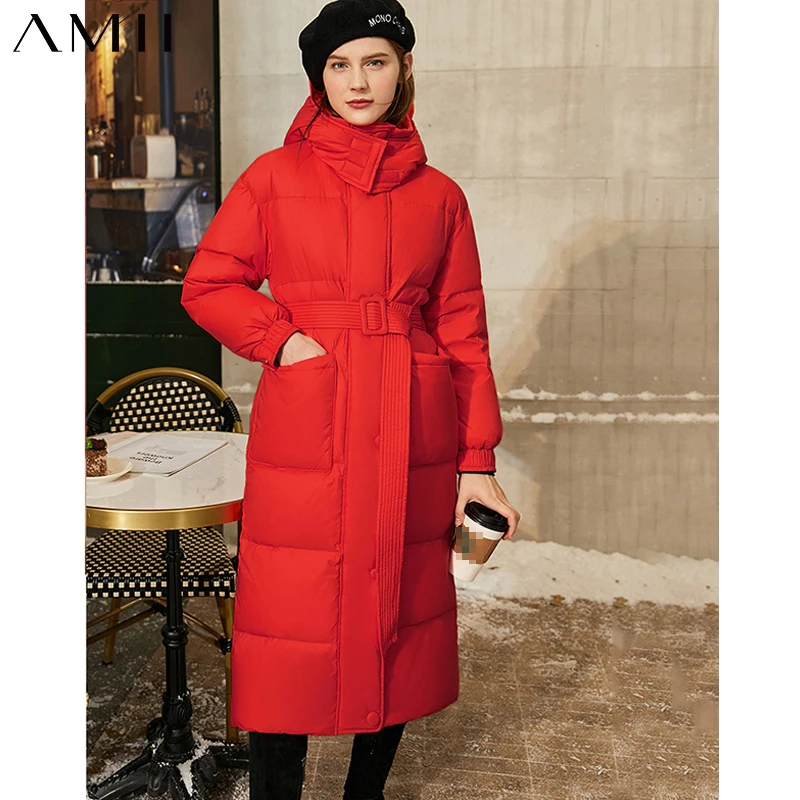 

Amii Minimalism Winter Coat Women Fashion Solid Hooded Thick Full Sleeve 90%White Duck Down Women's Down Jacket 12070614