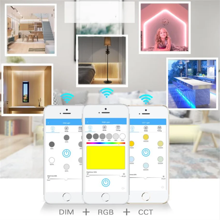 Color Changing LED Strip Lights, Bluetooth LED Lights with App Control, Remote, Control Box, 64 Scenes and Music Sync Lights