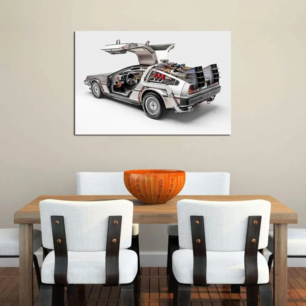 1985 DeLorean DMC 12 Back to the Future Car Photo Decorative Posters and Prints Canvas Painting Wall Art Picture For Living Room