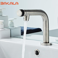 BAKALA 45°Rotation switch stainless steel Brushed Nickel Water Tap Bathroom Basin Faucets Single Cold Sink Faucets