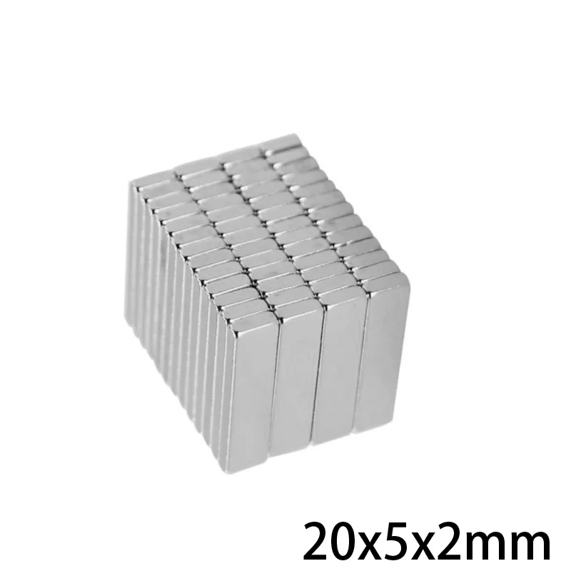 20~300PCS 20x5x2 mm Block Super Strong Magnetic Magnets 20mm*5mm*2mm Permanent Neodymium Rectangular Magnet 20*5*2 mm 20x5x2mm