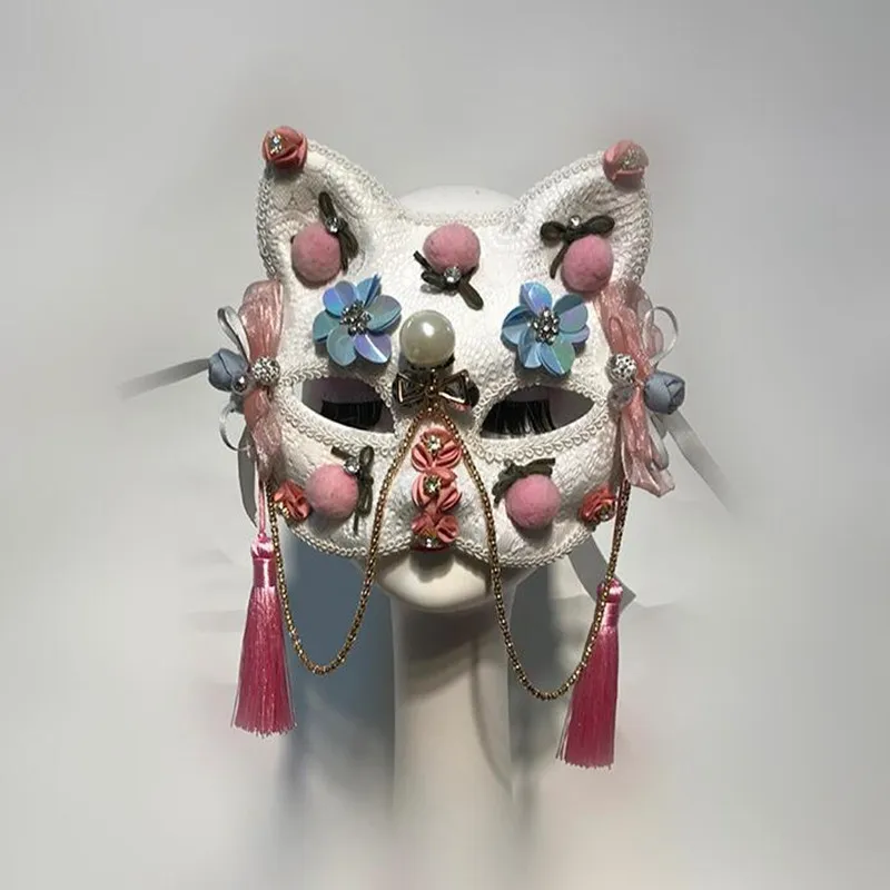 

H3316 Cat Masks Women Colorful Flowers Bowknot Decoration Accessories Halloween Party Christmas Day Gathering Beautiful Masques