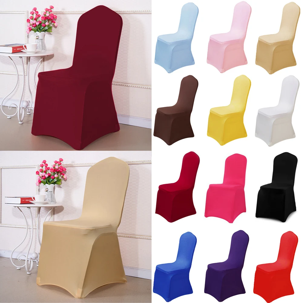 

Solid Color Chair Cover Spandex Stretch Elastic Slipcovers Dustproof Chair Covers For Hotel Dining Room Party Banquet Decor Hot