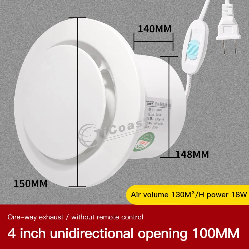 Ventilador de escape eléctrico de 4/6 pulgadas, tubo de ventilación colgante para pared, ventana, baño y cocina