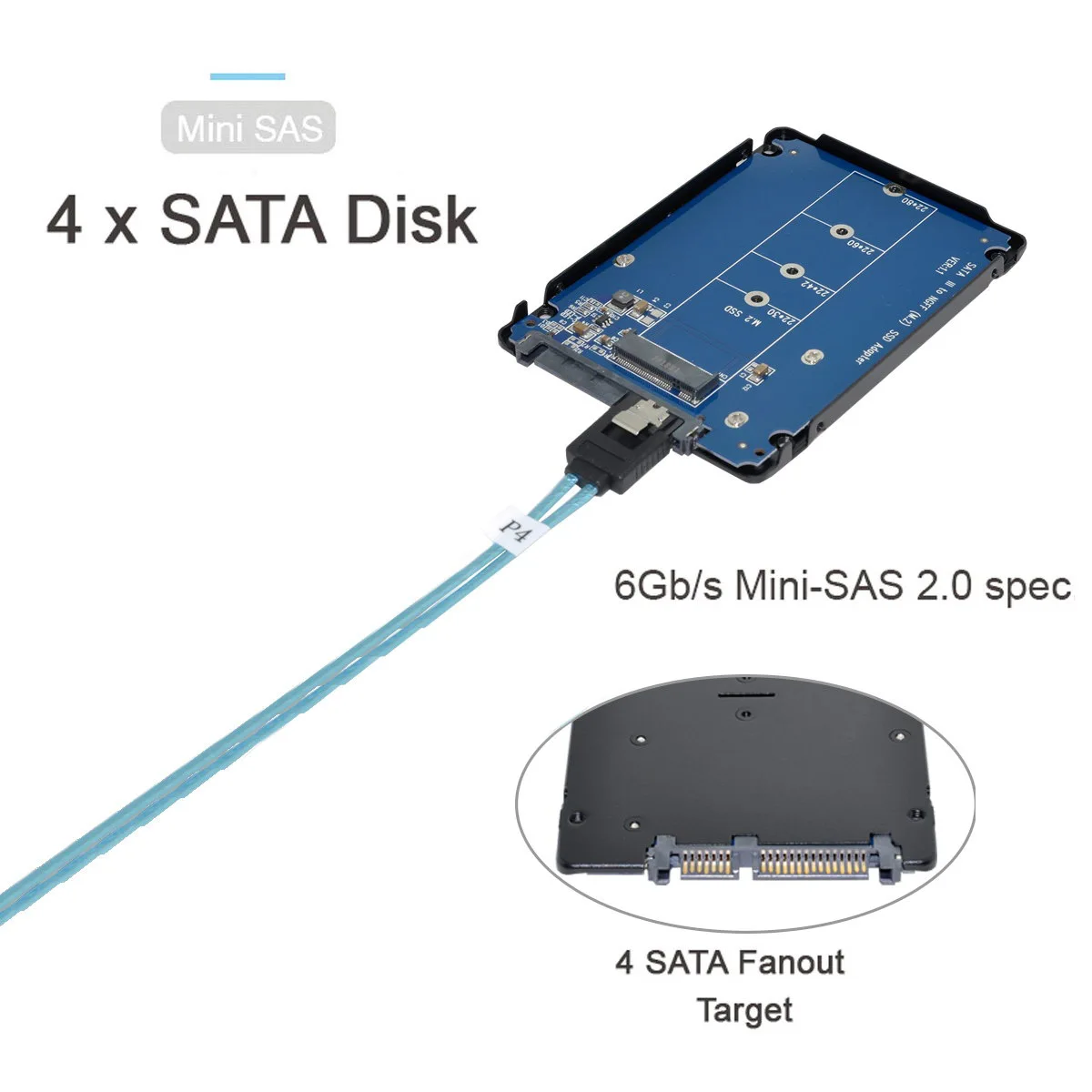 6 SATA 7pin الهدف SSD إلى الداخلية 6 SATA 7pin قرص صلب 6Gbps خادم البيانات رائد كابل زيهان