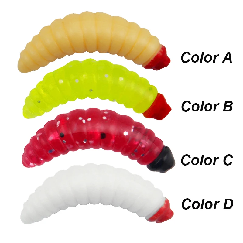 WESTBASS 20/50PCS Soft Larva Swimbait 2cm Silicone Worm Baits Rubber Shrimp Wobblers Fishy Smell Fishing Lures Vivid Isca Pesca