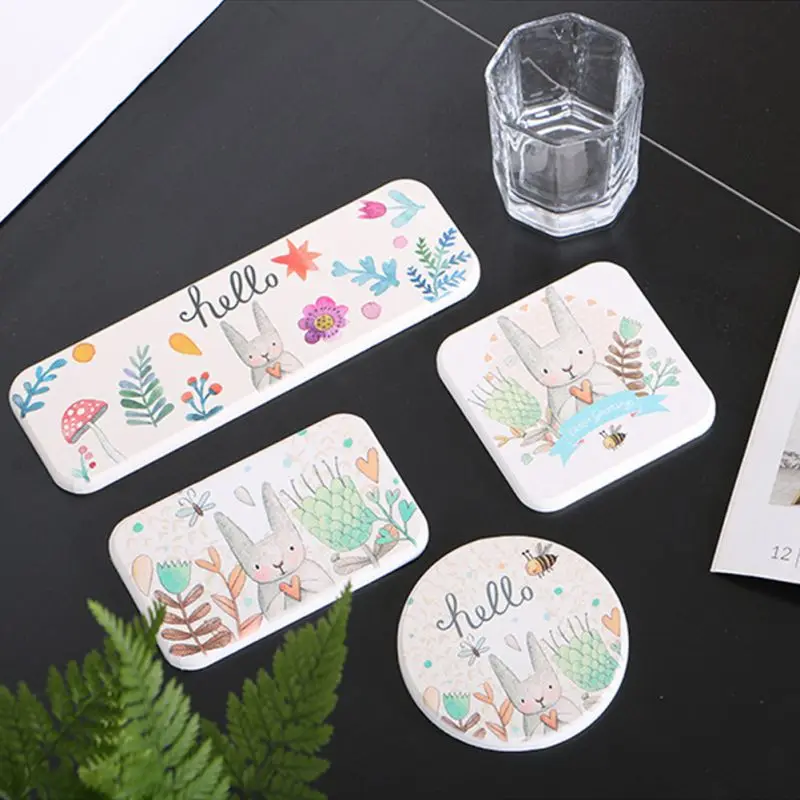 Absorbent Diatom Mud Rabbit Chicken Egg Table place Mat Pad Cloth Cup Easter Coaster Placemat Mug Doily Kitchen Tableware Decors