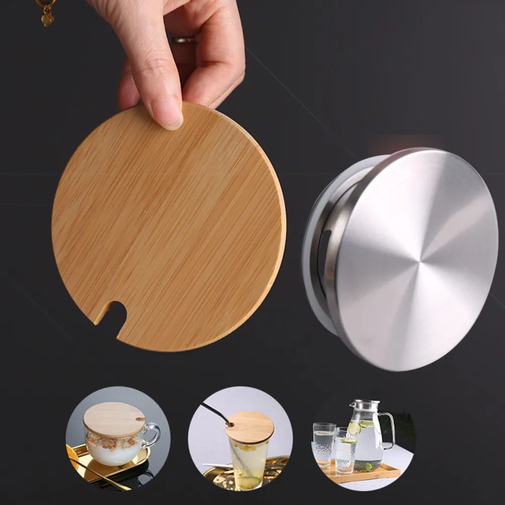 

With Spoon Hole Pine Wooden Lid Bottles Canisters Sealed Different Size Bamboo Mug Tableware Accessory R Storage Canning Lids