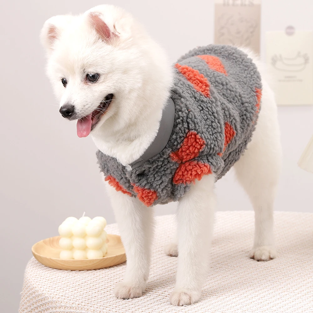 HOOPET Winter Super Soft Coat For Small Teddy Dog Cat Thick Lamb Woolen Clothes Cute Sleeveless Vest For Pet Dog Accessories