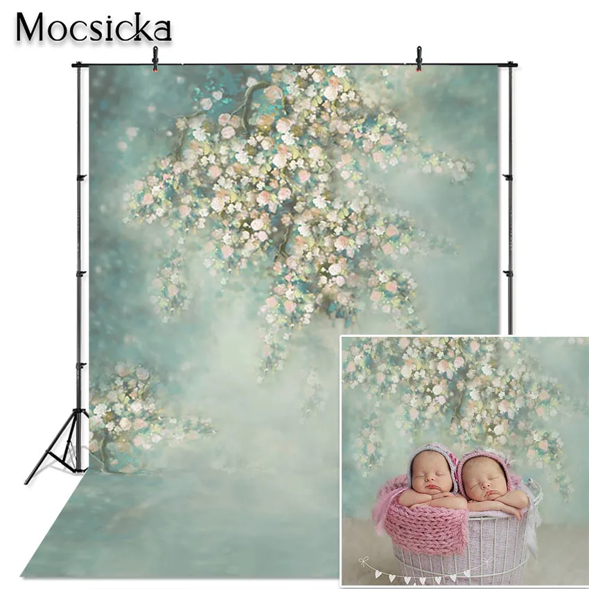 Mocsicka Newborn Flower Photography Backdrop Painting Floral Background for Pregnant Baby Child Portrait Photoshoot Studio