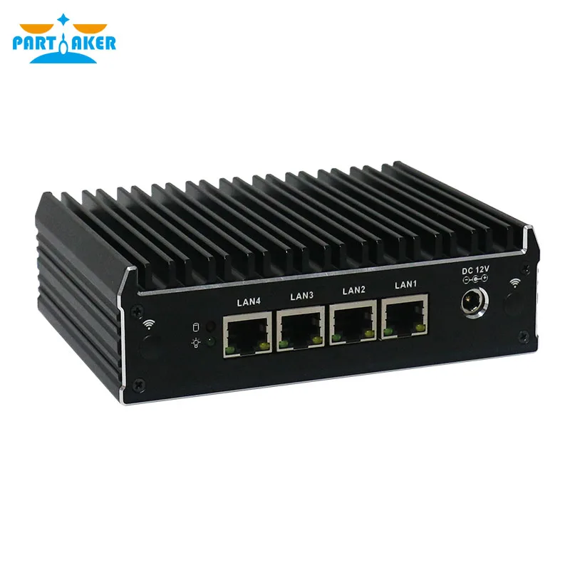 Partaker C3 Intel AES-NI J3160 PfSense Mini PC Máy Chủ Nuc Quạt Không Cánh Barebone Tường Lửa Micro Thiết Bị Với 4 Gigabit Lan