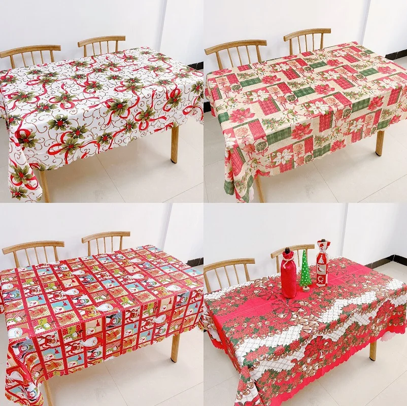 2021 Christmas Tablecloth Kitchen Dining Table Decorations New Year Home Rectangular Party Table Covers Christmas Ornaments